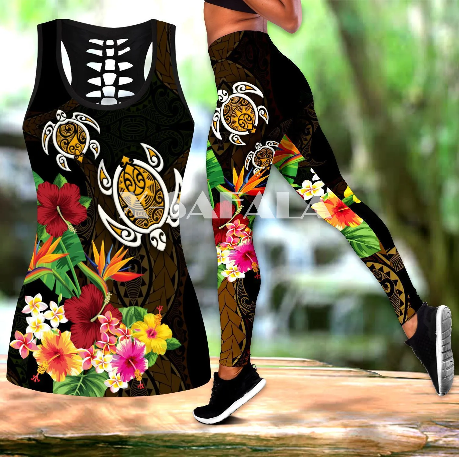 Pohnpei Polynesian Tattoo Turtle Two Piece Yoga Set Women 3D Print Hollow Out Tank Top High Waist Legging Summer Casual Sport-4
Pohnpei Polynesian Tattoo Turtle Two Piece Yoga Set Women 3D Print Hollow Out Tank Top High Waist Legging Summer Casual Sport-4