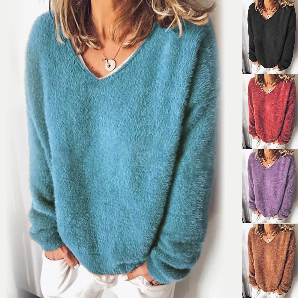 Women Pullover Oversized Autumn Winter Casual Solid Color Plush Fluffy Loose Sweater Pullovers Blouse Top O-neck Tops
Women Pullover Oversized Autumn Winter Casual Solid Color Plush Fluffy Loose Sweater Pullovers Blouse Top O-neck Tops
