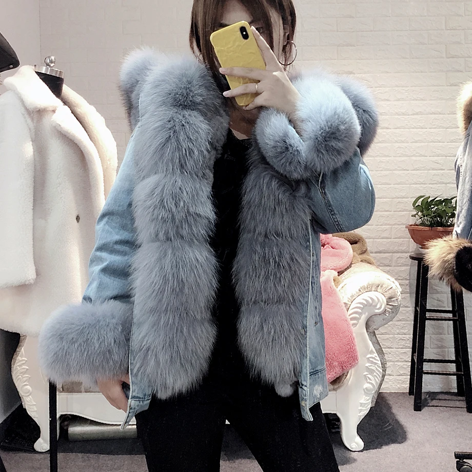 FAKUNTN 2020 Natural Winter Women ox fur big fur collar Coat Denim loose fashion Fur detachable Rabbit lining Parka Leather
FAKUNTN 2020 Natural Winter Women ox fur big fur collar Coat Denim loose fashion Fur detachable Rabbit lining Parka Leather