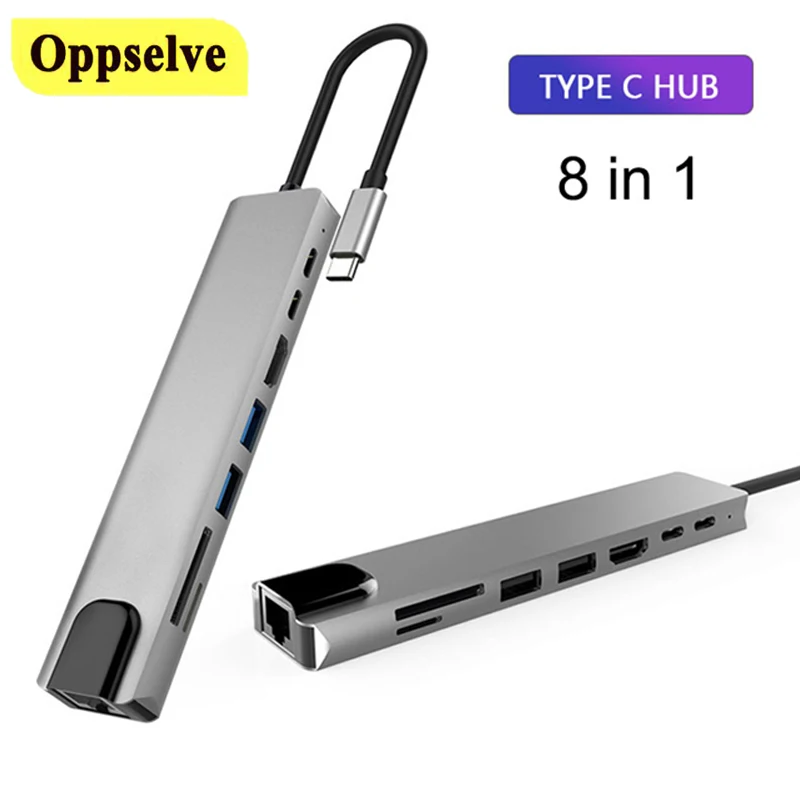 

USB C HUB to Gigabit Ethernet Rj45 Lan Adapter 4K HDMI-Compatible SD TF Card Reader PD Fast Charger Dock Station for MacBook Pro