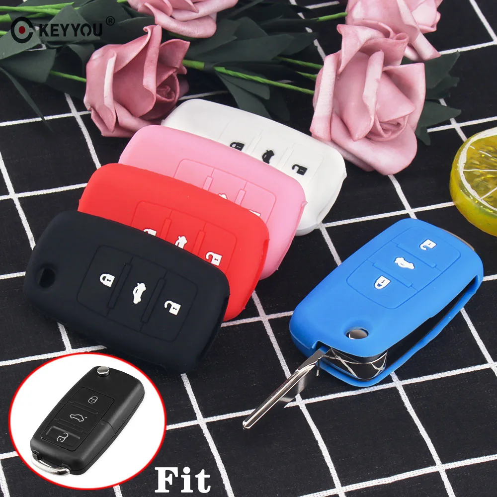 Силиконовый чехол KEYYOU 2/3BTN для автомобильного ключа VW Golf 4 5 6 7 Bora Jetta POLO GOLF Passat b6 b8
