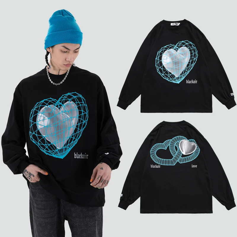 Mens Stereo Heart Printed T shirts Male O-neck Long Sleeve T-shirt Unisex Oversized Cotton Tees Vintage Couple Streetwear Tops
Mens Stereo Heart Printed T shirts Male O-neck Long Sleeve T-shirt Unisex Oversized Cotton Tees Vintage Couple Streetwear Tops