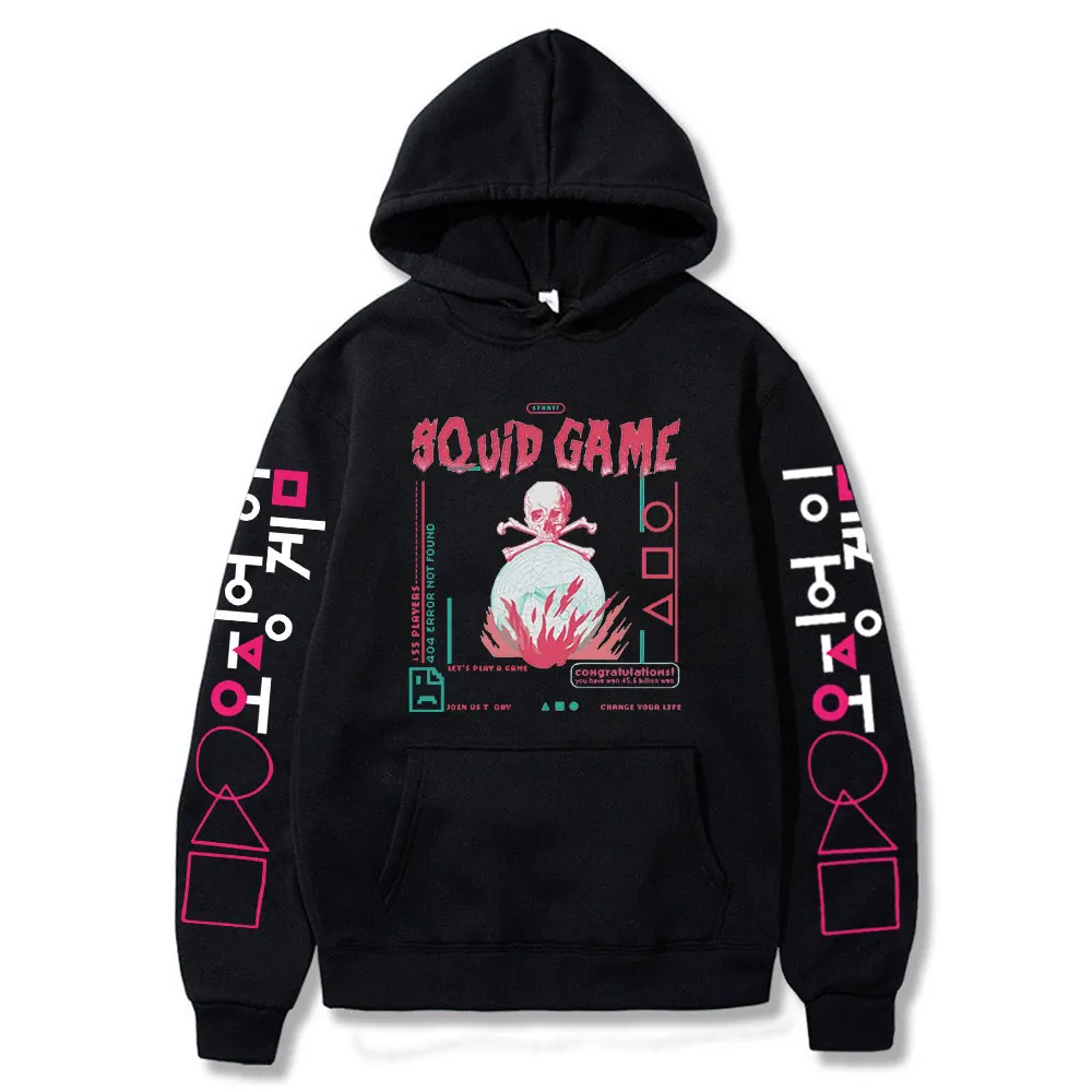 Hip Hop Hooded Squid Game Hoodies Sweatshirts Men Women Unisex Pullovers Fashion Autumn Boys Girls Casual Black Outwear Tops
Hip Hop Hooded Squid Game Hoodies Sweatshirts Men Women Unisex Pullovers Fashion Autumn Boys Girls Casual Black Outwear Tops