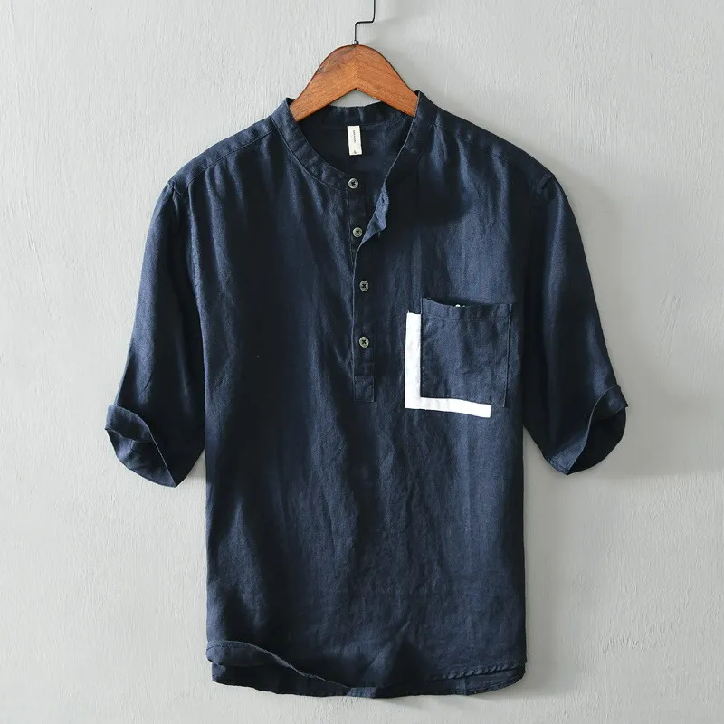 High Quality 2021 Summer New Men's 100% Linen Thin Loose-Fitting Stand-Up Collar Pullover Short-Sleeved Shirt T-Shirt Tops 798
High Quality 2021 Summer New Men's 100% Linen Thin Loose-Fitting Stand-Up Collar Pullover Short-Sleeved Shirt T-Shirt Tops 798