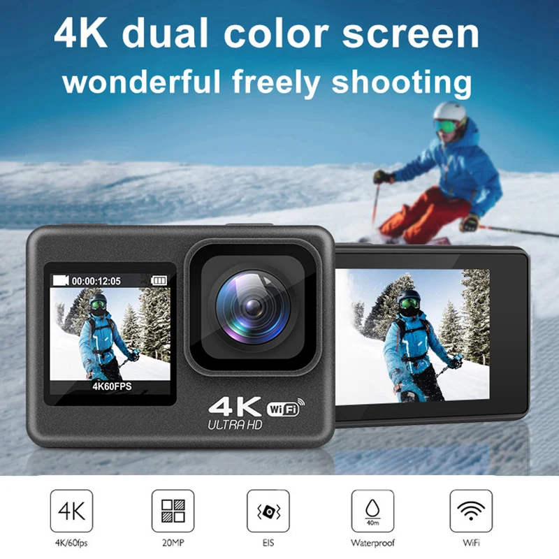 

4K Ultra HD Mini Sports Action Video Cameras Wifi 30FPS 2.0" IPS 24MP HDMI Stabilized Underwater Waterproof Helmet Bike Camera