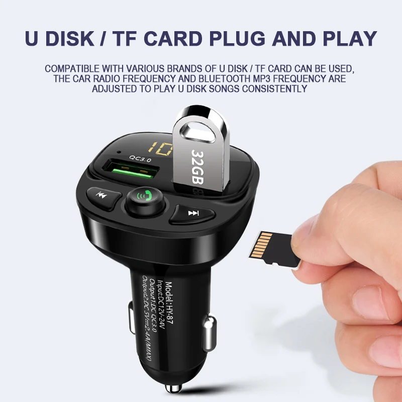 QC 3.0 Dual USB Charger Car Bluetooth 5.0 Fm Transmitter MP3 Player Car Kit TF Card Car Quick Charge Adapter Handsfree Calling
QC 3.0 Dual USB Charger Car Bluetooth 5.0 Fm Transmitter MP3 Player Car Kit TF Card Car Quick Charge Adapter Handsfree Calling