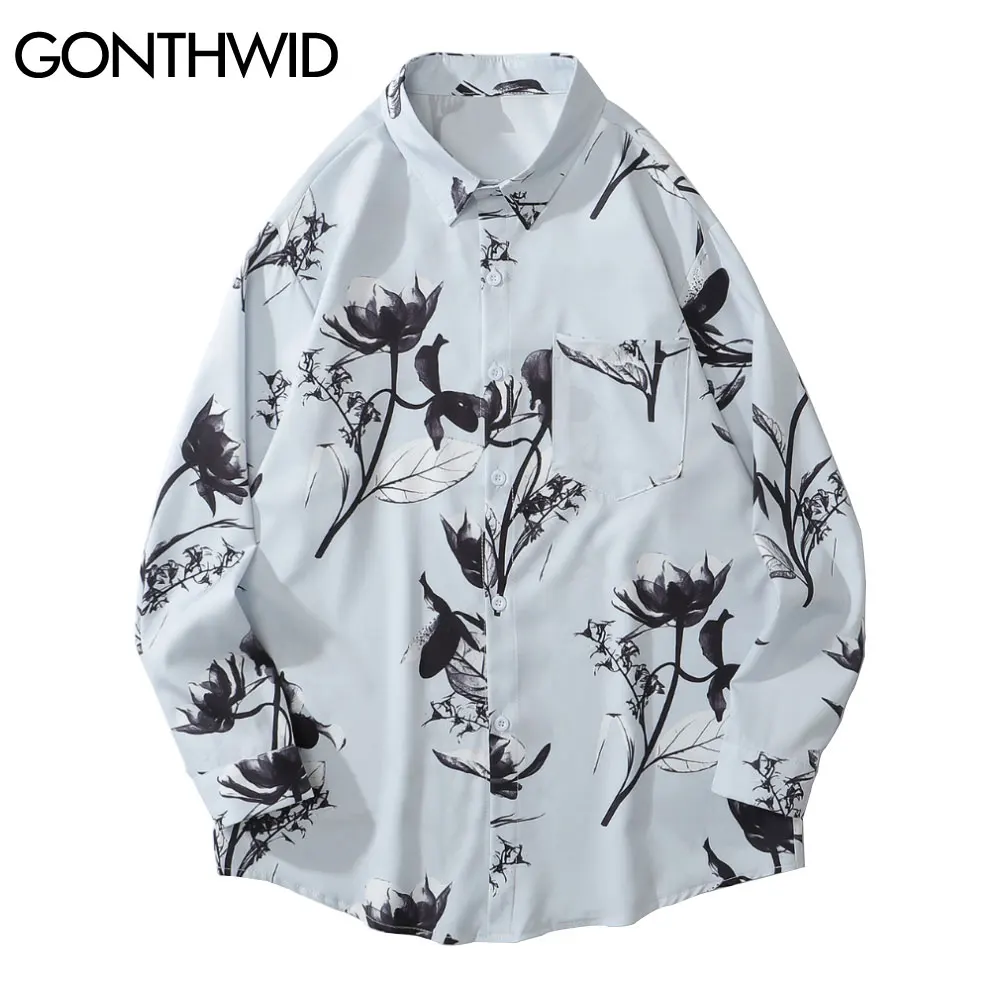 GONTHWID Hawaiian Beach Shirts Graffiti Flowers Print Long Sleeve Button Shirts Hip Hop Casual Harajuku Holiday Party Blouse
GONTHWID Hawaiian Beach Shirts Graffiti Flowers Print Long Sleeve Button Shirts Hip Hop Casual Harajuku Holiday Party Blouse