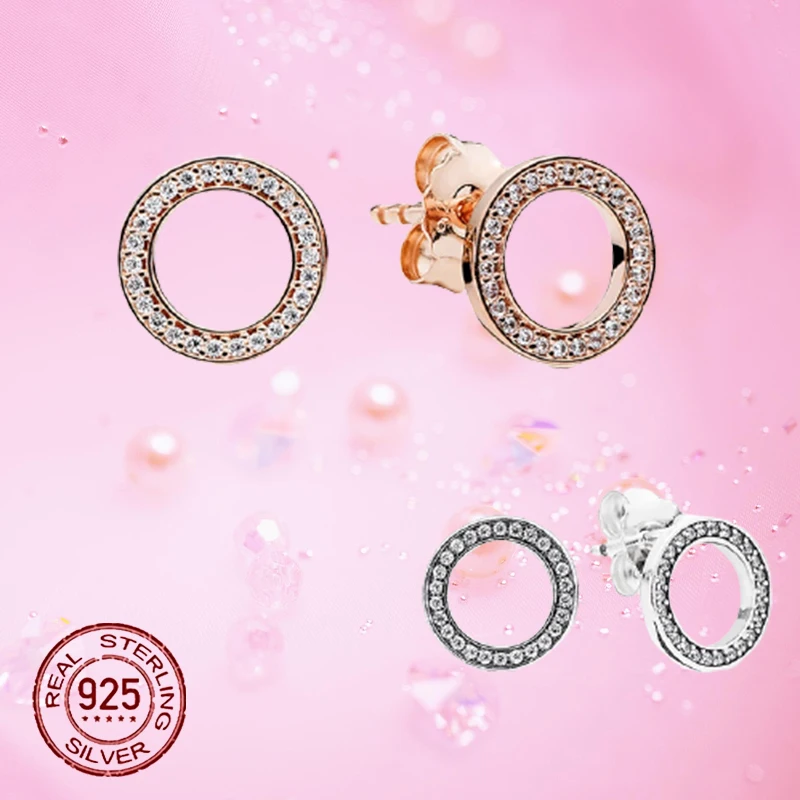 925 Sterling Silver Sparkling Circle Stud Glamour Everlasting Earrings for Women party Jewelry
925 Sterling Silver Sparkling Circle Stud Glamour Everlasting Earrings for Women party Jewelry