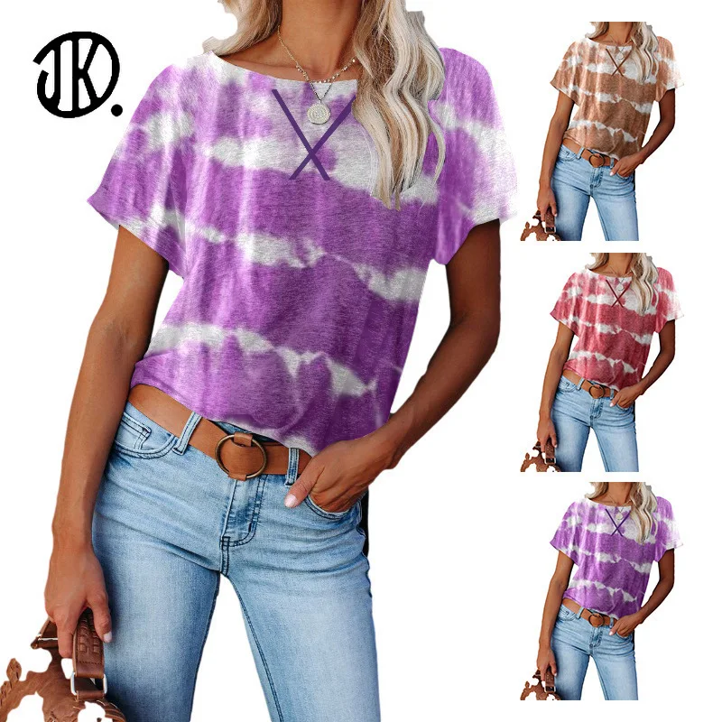 Tie-dye Short-sleeve T Shirt Women Loose Tops Round Neck Cross-print Pullover 2021 Hot Sale Casual Female Harajuku Clothes S-3XL
Tie-dye Short-sleeve T Shirt Women Loose Tops Round Neck Cross-print Pullover 2021 Hot Sale Casual Female Harajuku Clothes S-3XL