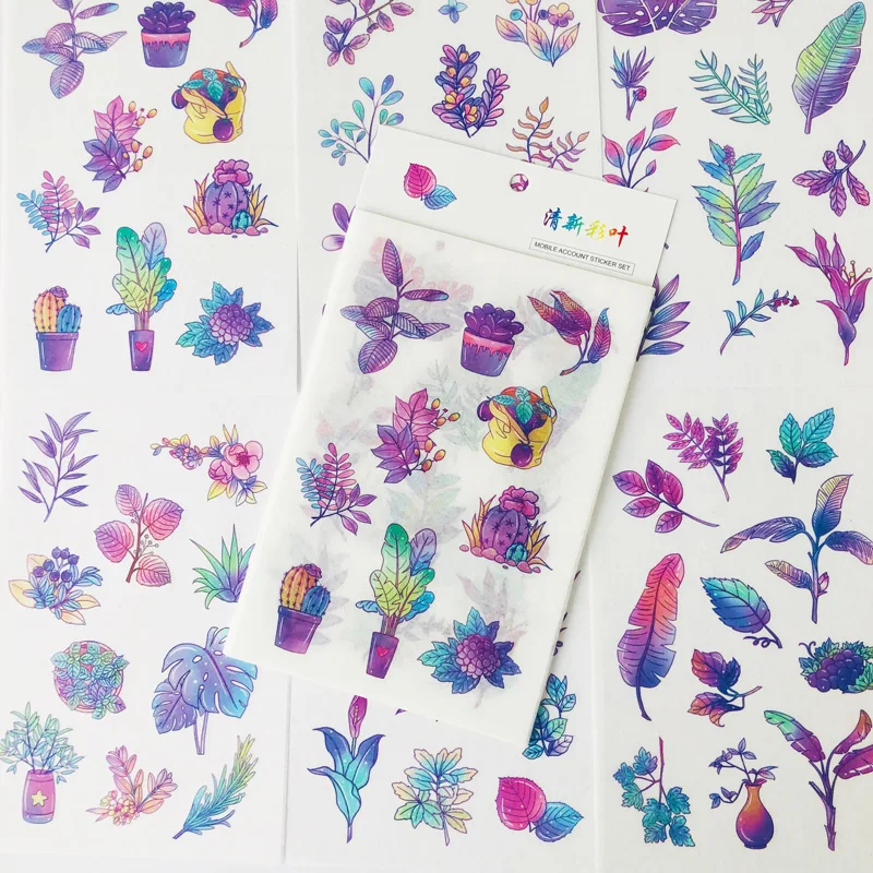 6 Sheets/Pack Purple Gradient Leaf Flowers Paper Stickers Decorative Album Diary Hand Account Decor
6 Sheets/Pack Purple Gradient Leaf Flowers Paper Stickers Decorative Album Diary Hand Account Decor