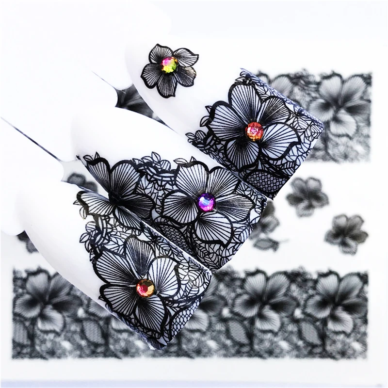 New Nail Watermarks Sexy Black Flower Lace Lace Shape Decoration Nail Decals Black Lace Nail Paste Transfer Nail Polish Self-adh
New Nail Watermarks Sexy Black Flower Lace Lace Shape Decoration Nail Decals Black Lace Nail Paste Transfer Nail Polish Self-adh