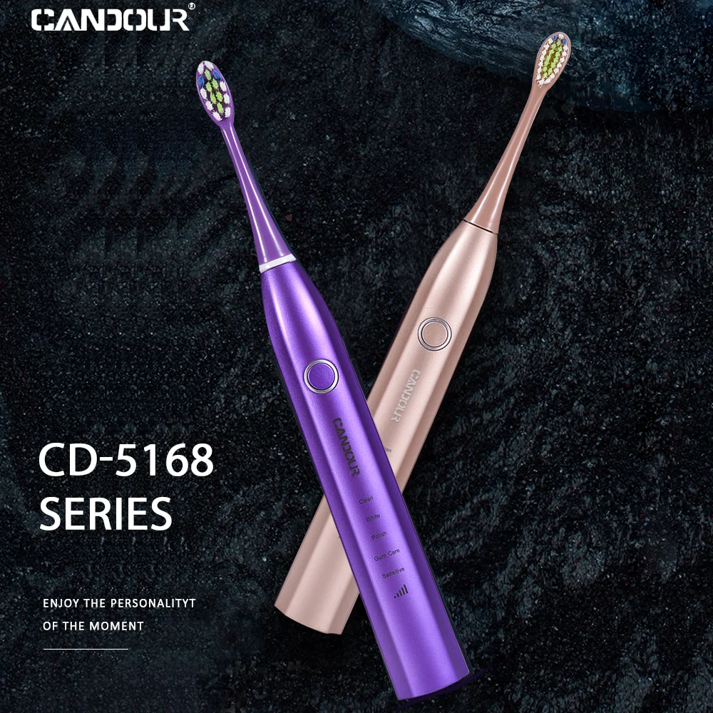Ультразвуковая зубная щетка CANDOUR CD-5168, перезаряжаемая, IPX8, водонепроницаемая, 15 режимов, 8 щеток, дорожный футляр, лучший подарок
Ультразвуковая зубная щетка CANDOUR CD-5168, перезаряжаемая, IPX8, водонепроницаемая, 15 режимов, 8 щеток, дорожный футляр, лучший подарок