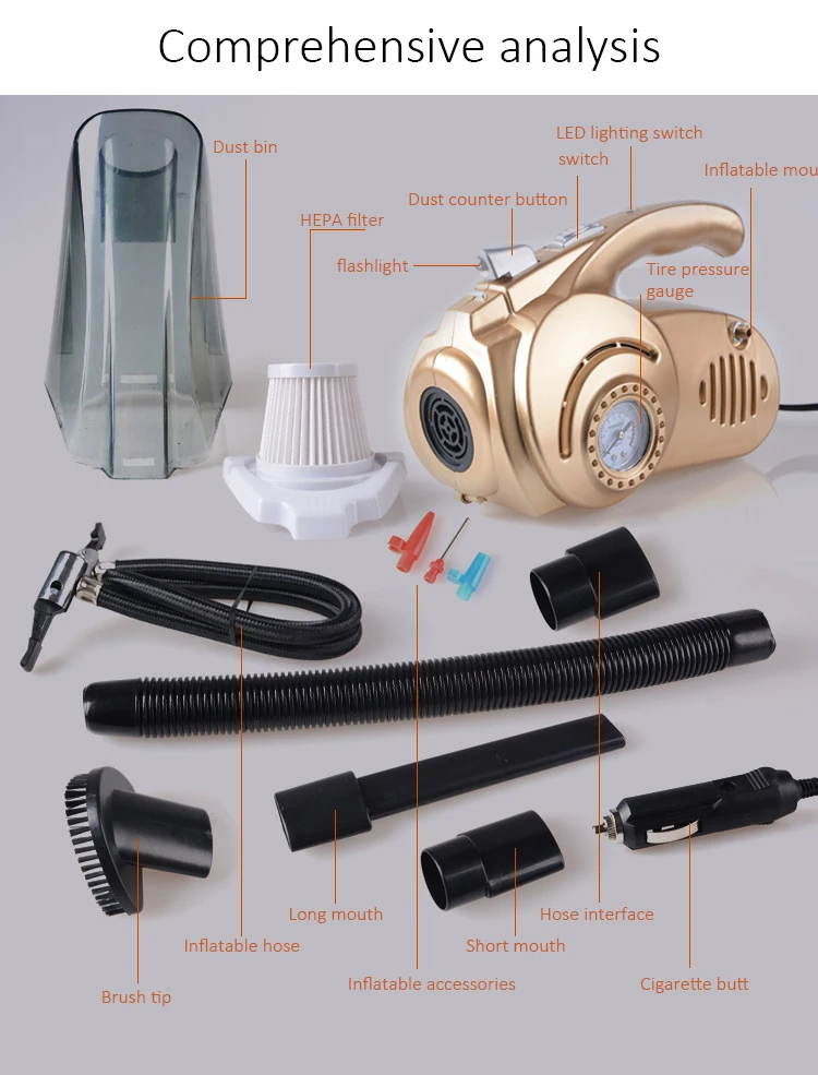 Car Vacuum Cleaner 120W Portable Handheld Vacuum Cleaner Wet and Dry Dual Use Car Vacuum Aspirateur Voiture 12V Vacuum Cleaners
Car Vacuum Cleaner 120W Portable Handheld Vacuum Cleaner Wet and Dry Dual Use Car Vacuum Aspirateur Voiture 12V Vacuum Cleaners