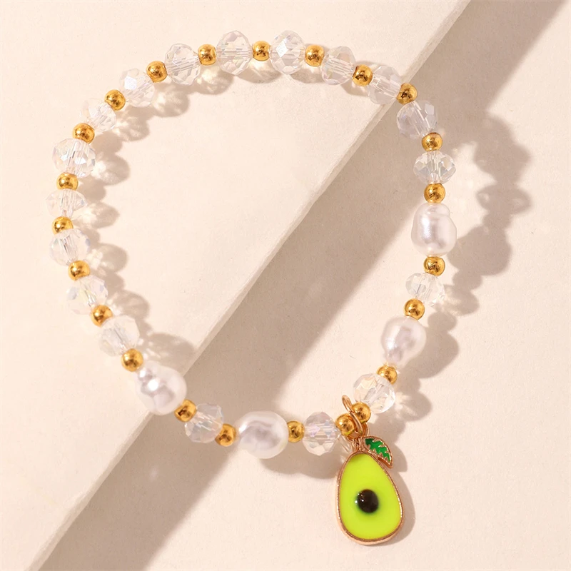 Trendy Creative Imitation Crystal Pearl Beaded Bracelet Personality Simple Avocado Pendant Bracelet Ladies Jewelry Accessories
Trendy Creative Imitation Crystal Pearl Beaded Bracelet Personality Simple Avocado Pendant Bracelet Ladies Jewelry Accessories