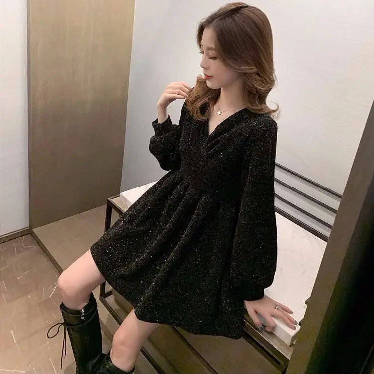 2020 Spring New Model High Waist V-neck Dress Black Skirt Female Woman Dress Vestido De Mujer Femme Robe
2020 Spring New Model High Waist V-neck Dress Black Skirt Female Woman Dress Vestido De Mujer Femme Robe