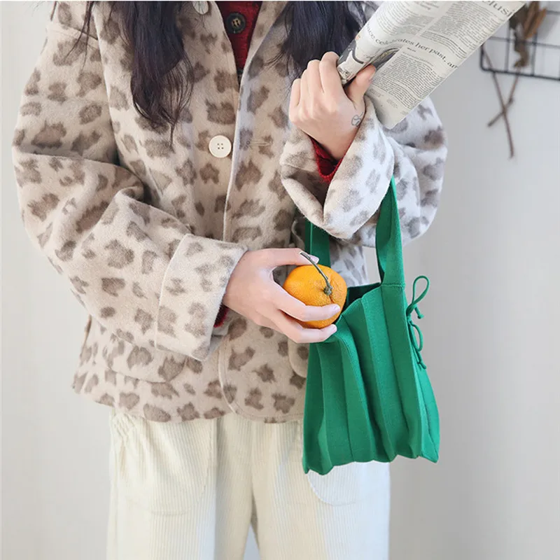 Women Handbag Wool Knitting Pleated Bags Drawstring Shopping Bags Girls Causal Weave Hand Bag Korean Japanese Chic Small Totes
Women Handbag Wool Knitting Pleated Bags Drawstring Shopping Bags Girls Causal Weave Hand Bag Korean Japanese Chic Small Totes