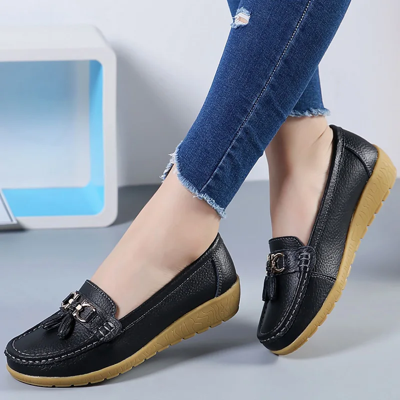 Tassels Genuine Leather Wedges Flats Women's Spring Shoes Shallow Wear Resitant Mother Comfort Shoes
Tassels Genuine Leather Wedges Flats Women's Spring Shoes Shallow Wear Resitant Mother Comfort Shoes