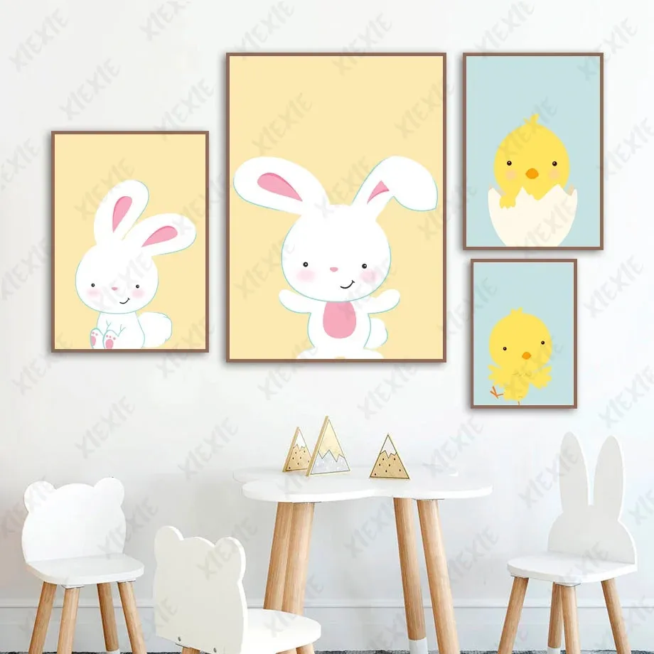 Cute Cartoon Animal Poster Wallpaper Chick Rabbit Nordic Canvas Painting for Home Bedroom Kids Room Craft Decoration Print
Cute Cartoon Animal Poster Wallpaper Chick Rabbit Nordic Canvas Painting for Home Bedroom Kids Room Craft Decoration Print