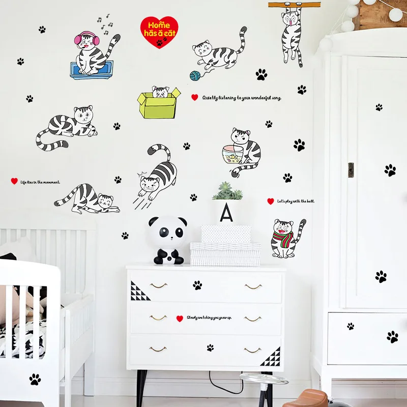 Home Decoration Cartoon Cat Animal Wall Stickers Children's Room Large PVC Mural Decals Wall Stickers Self-adhesive Wallpaper
Home Decoration Cartoon Cat Animal Wall Stickers Children's Room Large PVC Mural Decals Wall Stickers Self-adhesive Wallpaper
