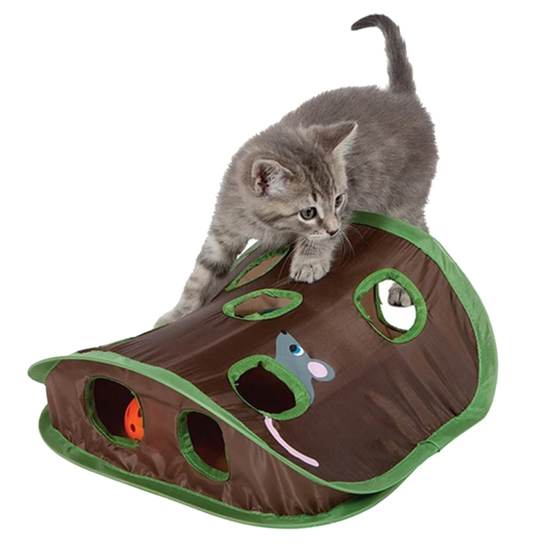 

Кошки-мышки для домашних животных, игрушка для игр, колокольчик, палатка с 9 отверстиями, игровой туннель для кошек