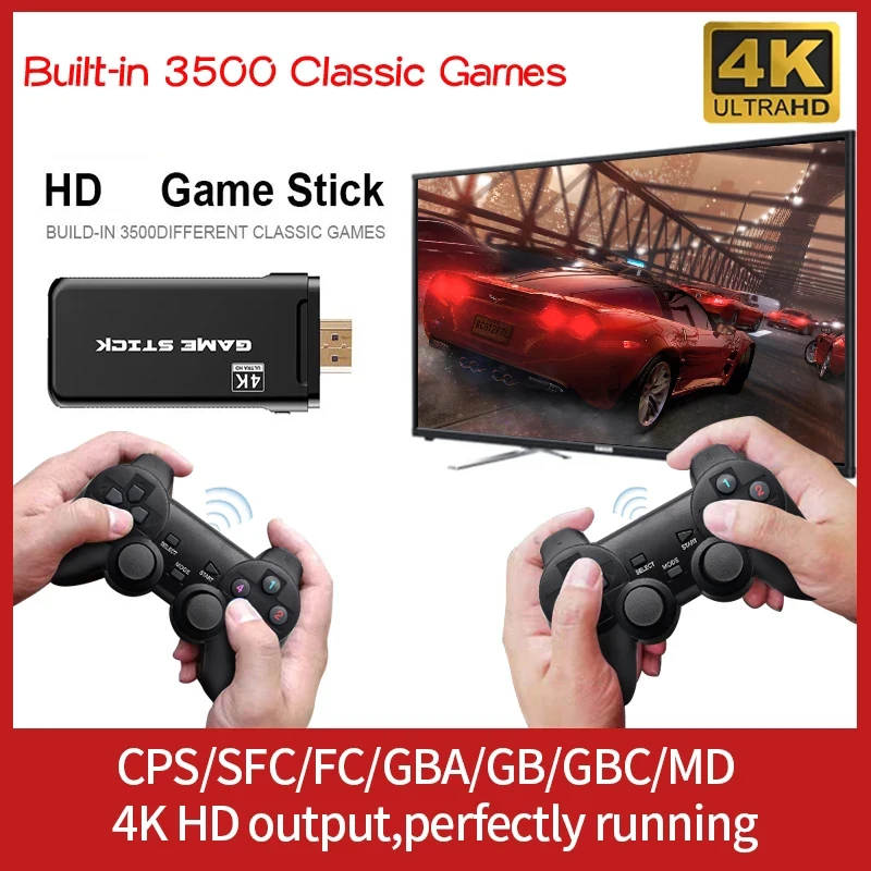USB Wireless Console Game Stick Video Game Console Built in 3500 Classic Game8 Bit Mini Retro Controller HD Output Dual Player
USB Wireless Console Game Stick Video Game Console Built in 3500 Classic Game8 Bit Mini Retro Controller HD Output Dual Player