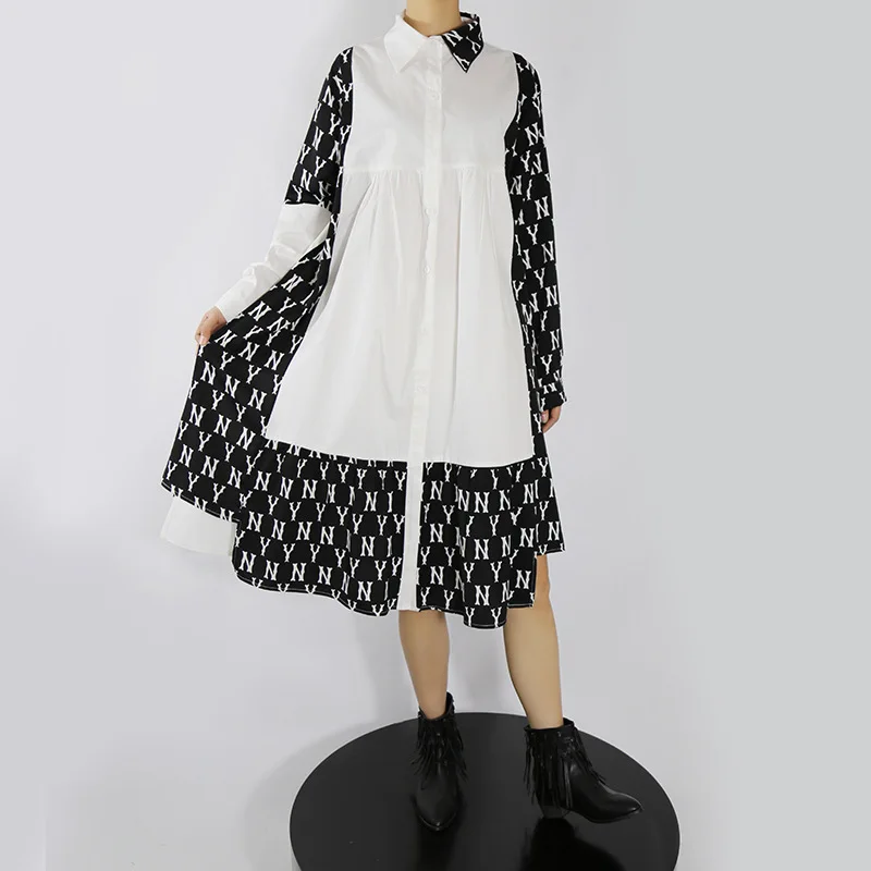 Ladies Long Sleeve Shirt Spring And Autumn New Korean Japanese Simple False Two Pieces Of Mosaic Print Design Long Shirt
Ladies Long Sleeve Shirt Spring And Autumn New Korean Japanese Simple False Two Pieces Of Mosaic Print Design Long Shirt