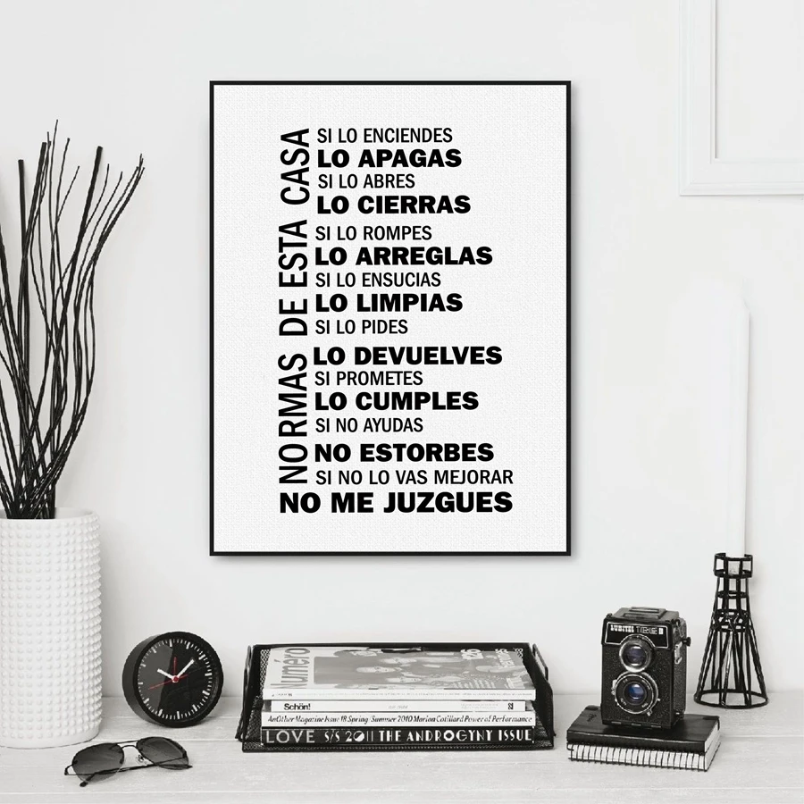 Spanish House Rules Quote Poster and Print Canvas Painting Wall Art Decoration Pictures Espanol Living Room Home Decor
Spanish House Rules Quote Poster and Print Canvas Painting Wall Art Decoration Pictures Espanol Living Room Home Decor