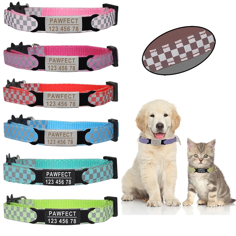 New Reflective Plaid Pet Bell Colar Custom Personalized ID Free Engraving Cat Nylon Adjustable for Puppy Kittens Necklace
New Reflective Plaid Pet Bell Colar Custom Personalized ID Free Engraving Cat Nylon Adjustable for Puppy Kittens Necklace