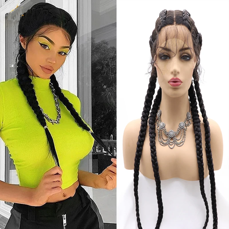 26'' Swiss Lace Front Double Dutch Braided Wigs with Baby Hair for Women Heat Resistant Lightweight Synthetic Twisted Braids Wig
26'' Swiss Lace Front Double Dutch Braided Wigs with Baby Hair for Women Heat Resistant Lightweight Synthetic Twisted Braids Wig