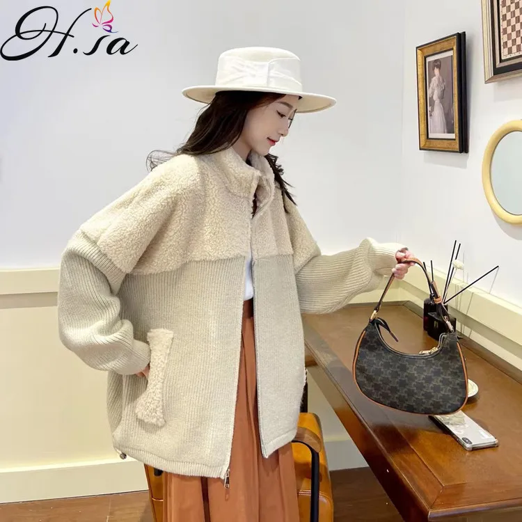 Hsa 2021 Autumn And Winter New Lamb Wool Sweater Coat Knit Jacket Women's Zipper Up Thickening Loose Cardigan Coat Women
Hsa 2021 Autumn And Winter New Lamb Wool Sweater Coat Knit Jacket Women's Zipper Up Thickening Loose Cardigan Coat Women