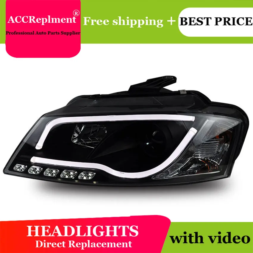 Car Styling For Audi A3 headlights 2008-2012 For Audi A3 head lamp LED DRL Lens Double Beam H7 HID Xenon bi xenon lens