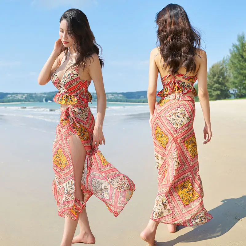 Bikinis Set Womens Summer Three-piece Split Separate Underwire Folk-style Bandage Sexy Strap Smock Swimwear Beach Retro 2020 New
Bikinis Set Womens Summer Three-piece Split Separate Underwire Folk-style Bandage Sexy Strap Smock Swimwear Beach Retro 2020 New