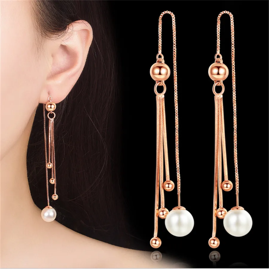 European American Simulated Pearl Long Earrings For Women Silver Color Ear Line Earring Tassel Long Drop Brincos Fashion Jewelry
European American Simulated Pearl Long Earrings For Women Silver Color Ear Line Earring Tassel Long Drop Brincos Fashion Jewelry