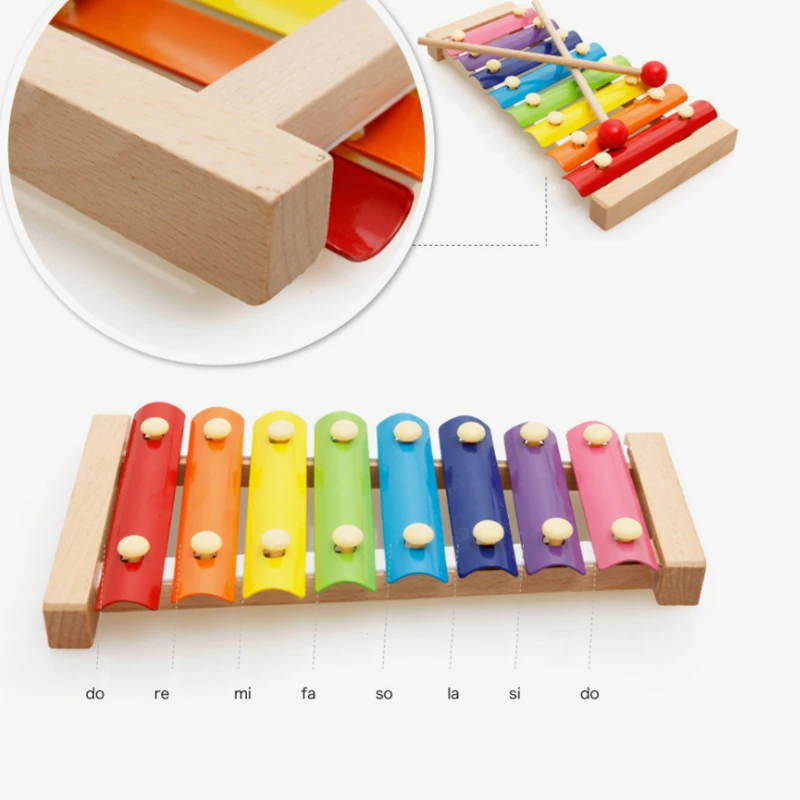 

montessori Children's Early Educational Toy Wooden Eight-Notes Frame Style Xylophone Kids Musical Funny Toys As Gift