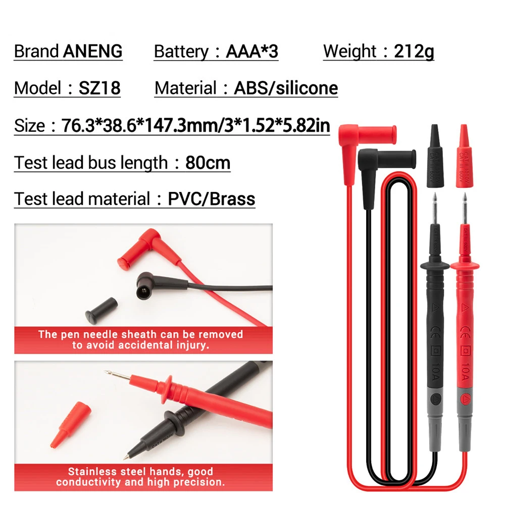 Aneng Sz18 Digital Multimeter 9999 Professional True Rms Analog Tester Multimetro Diy Capacitor Transistor Ncv Testers Lcr Meter
Aneng Sz18 Digital Multimeter 9999 Professional True Rms Analog Tester Multimetro Diy Capacitor Transistor Ncv Testers Lcr Meter