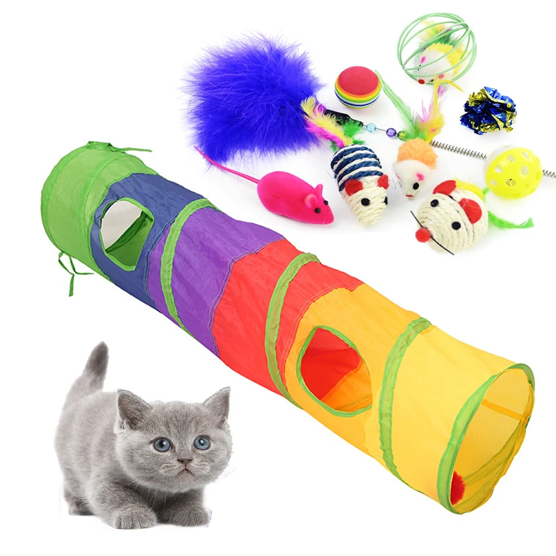 Colorful Cat Toys Pet Kit Collapsible Tunnel 4 Holes Play Tubes Balls Feather Mice Shape Pet Kitten Cat Interactive Supplies
Colorful Cat Toys Pet Kit Collapsible Tunnel 4 Holes Play Tubes Balls Feather Mice Shape Pet Kitten Cat Interactive Supplies