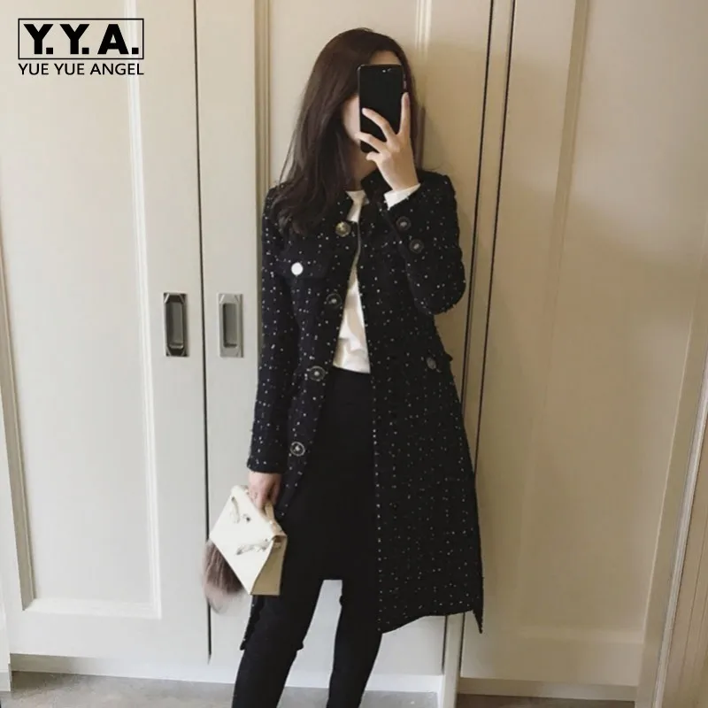 Elegant Ladies Tweed Coat Autumn Winter Office Slim Fit Medium Long Jackets Streetwear Stand Collar Single Breasted Overcoat
Elegant Ladies Tweed Coat Autumn Winter Office Slim Fit Medium Long Jackets Streetwear Stand Collar Single Breasted Overcoat