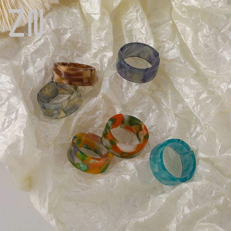 New Candy Color Resin Ring For Women Female Fashion Marble Texture Design Finger Ring Opening Adjustable Tail Ring
New Candy Color Resin Ring For Women Female Fashion Marble Texture Design Finger Ring Opening Adjustable Tail Ring