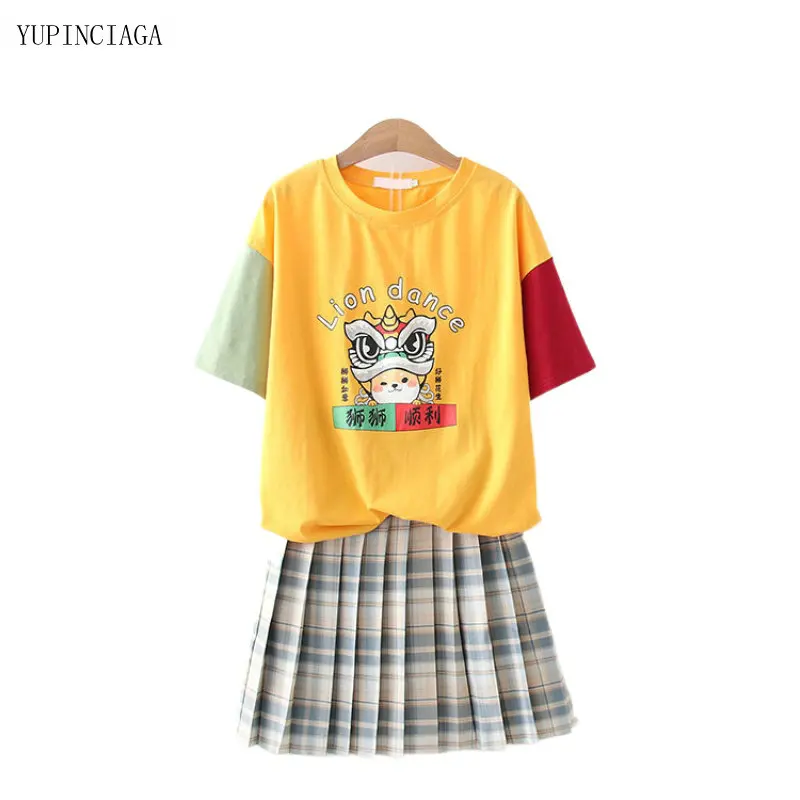 2021 Summer Women's Sets Chinese Style Print Stitching Contrast Color T-shirt + Sweet Skirt 2 Piece Set Female Clothes 2117373
2021 Summer Women's Sets Chinese Style Print Stitching Contrast Color T-shirt + Sweet Skirt 2 Piece Set Female Clothes 2117373