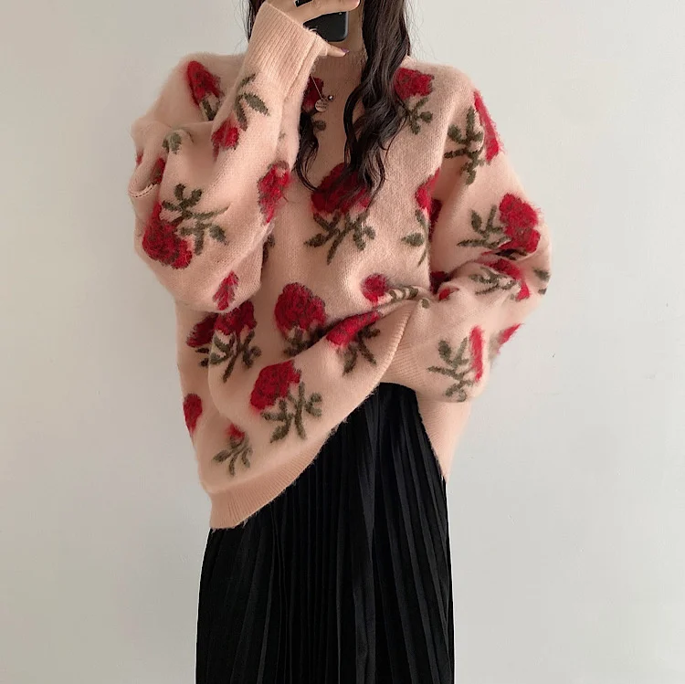 NSHYPOI 2021 Autumn Winter New Korean Women's Chic Round Neck Flower Sweater Fashion Casual Knitted Top Soft Girl Sweaters
NSHYPOI 2021 Autumn Winter New Korean Women's Chic Round Neck Flower Sweater Fashion Casual Knitted Top Soft Girl Sweaters