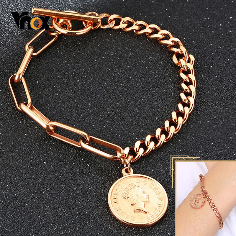 Vnox Chic Elizabeth Coin Charm Bracelets for Women,Anti Allergy Stainless Steel Rectangle Link Chain,Lady Trendy Jewelry
Vnox Chic Elizabeth Coin Charm Bracelets for Women,Anti Allergy Stainless Steel Rectangle Link Chain,Lady Trendy Jewelry