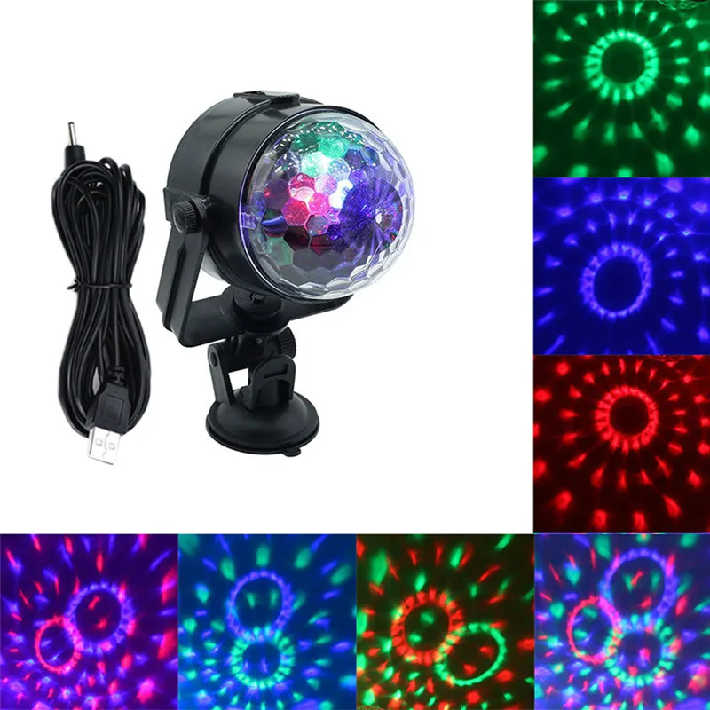 RGB LED хрустальный магический вращающийся шар сценические огни USB 5V офисные