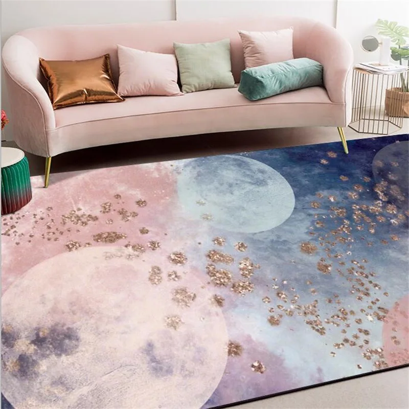 

Милая розовая Луна Золотая абстрактная картина маслом гостиная Девушка Спальня Кухня прикроватный ковер напольный коврик