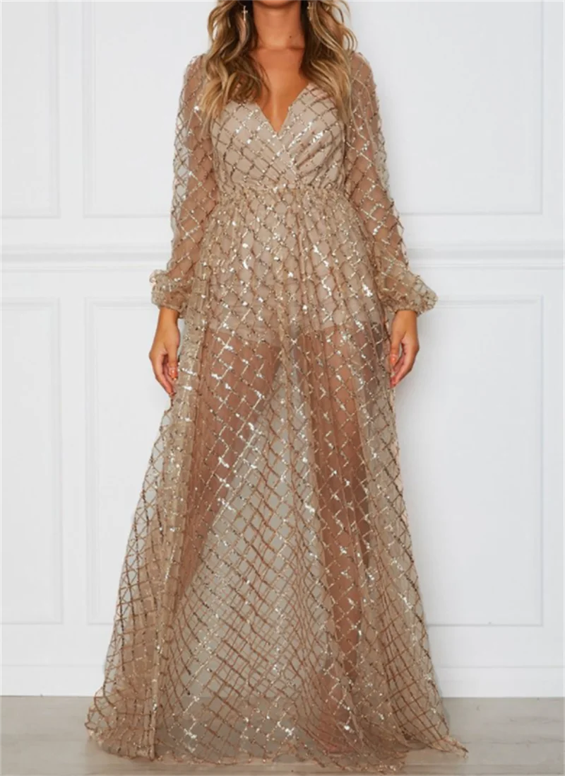 11348# Long Sleeve V Neck Sexy A-Line Floor Length Sequnied Simple Sheer Open Back Evening Dress Party Dress Prom Dress
11348# Long Sleeve V Neck Sexy A-Line Floor Length Sequnied Simple Sheer Open Back Evening Dress Party Dress Prom Dress