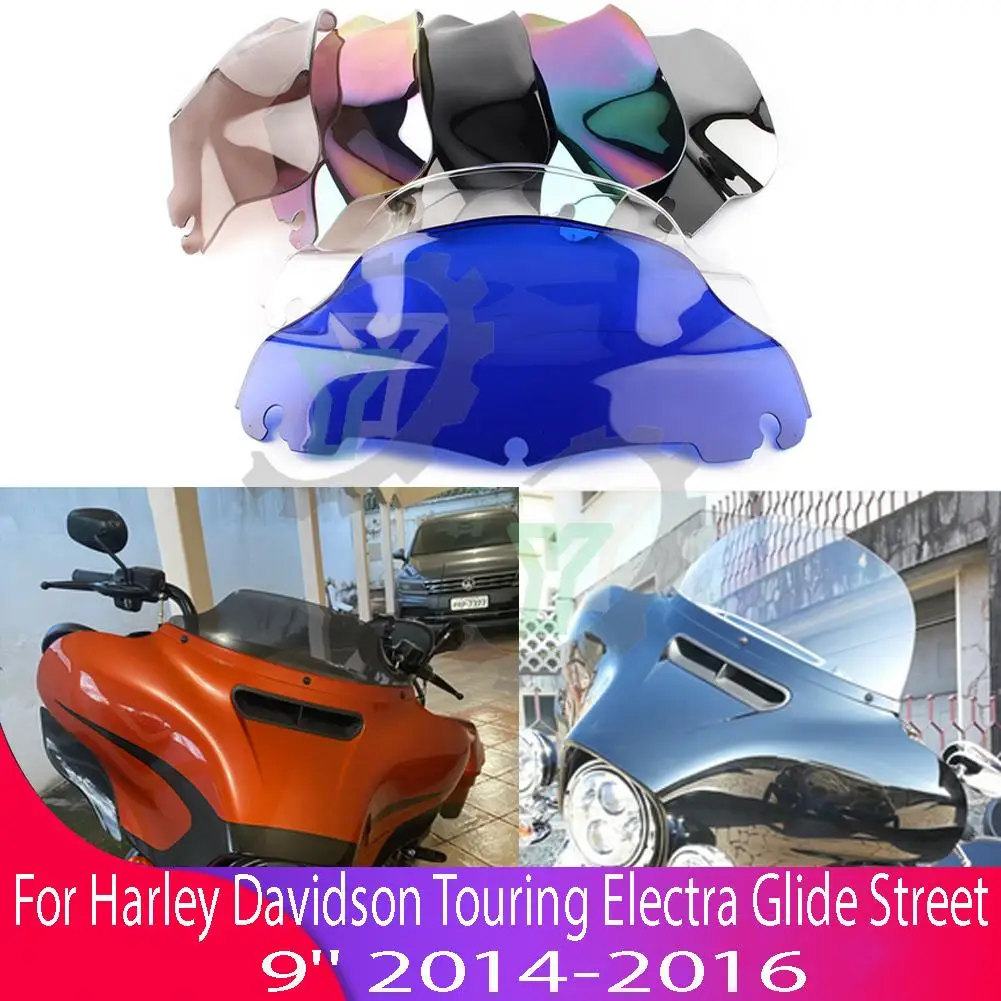 

9 ”Cafe Racer мотоцикл ветровое стекло мотоцикл ветрозащитный экран для Harley Electra Glide Street Touring 2014 2015 2016