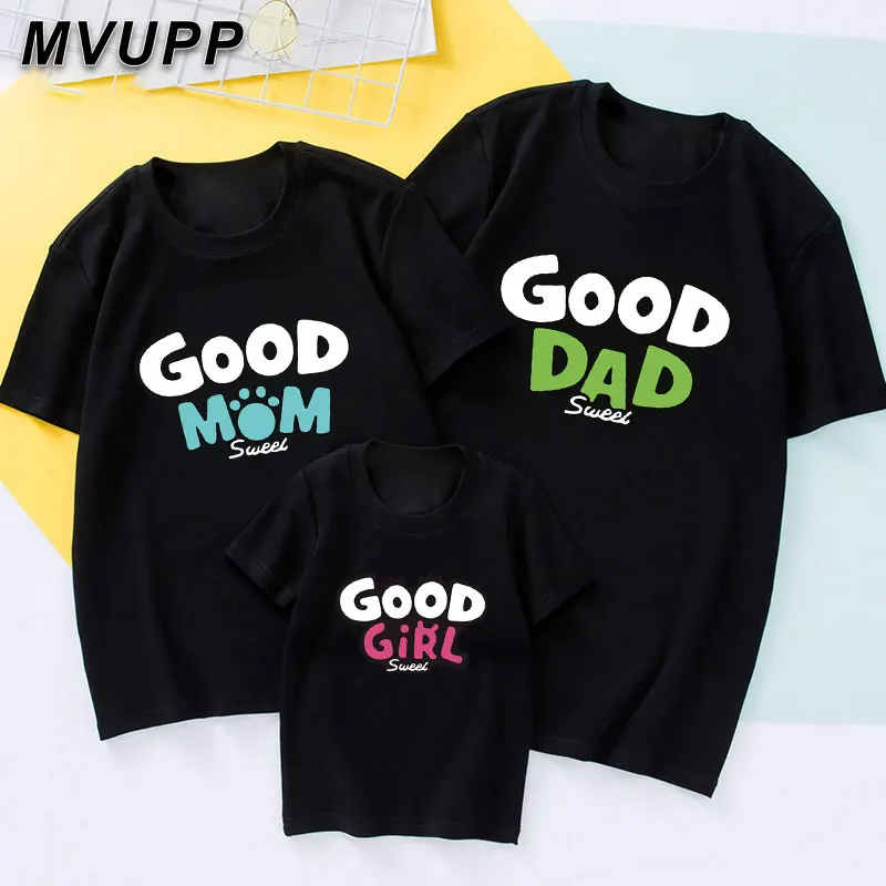 

MVUPP/Одинаковая одежда для всей семьи Одежда для мамы и дочки с круглым вырезом футболки для мамы, папы, мальчиков и девочек, хлопковые милые т...