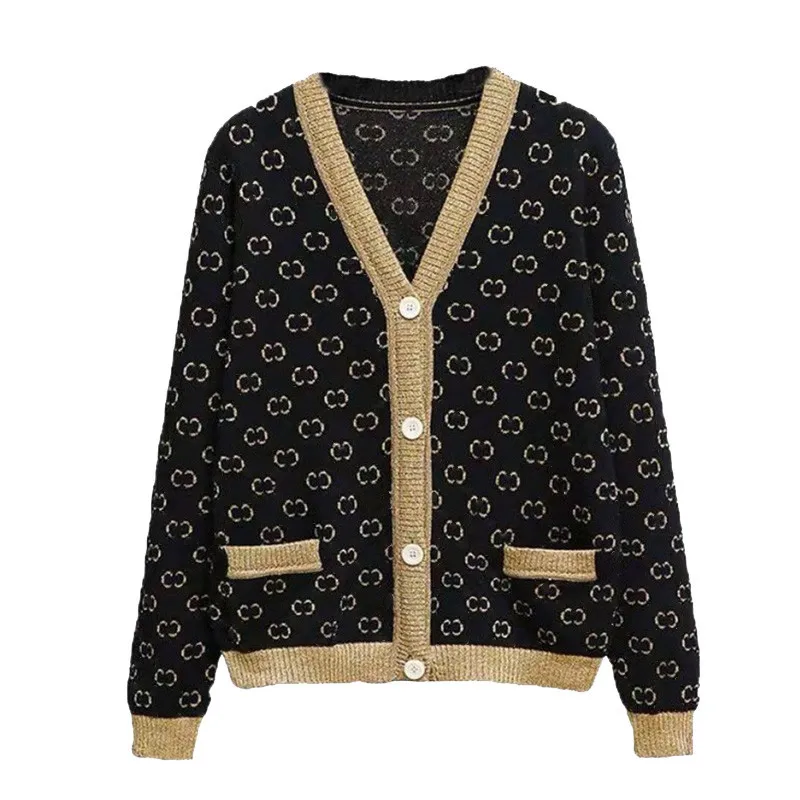 Black Cardigans Luxury Clothes Women Classic Knitted Cardigan Women Long Sleeve Gold Jacquard Wool Blends Sweater Female 
Black Cardigans Luxury Clothes Women Classic Knitted Cardigan Women Long Sleeve Gold Jacquard Wool Blends Sweater Female