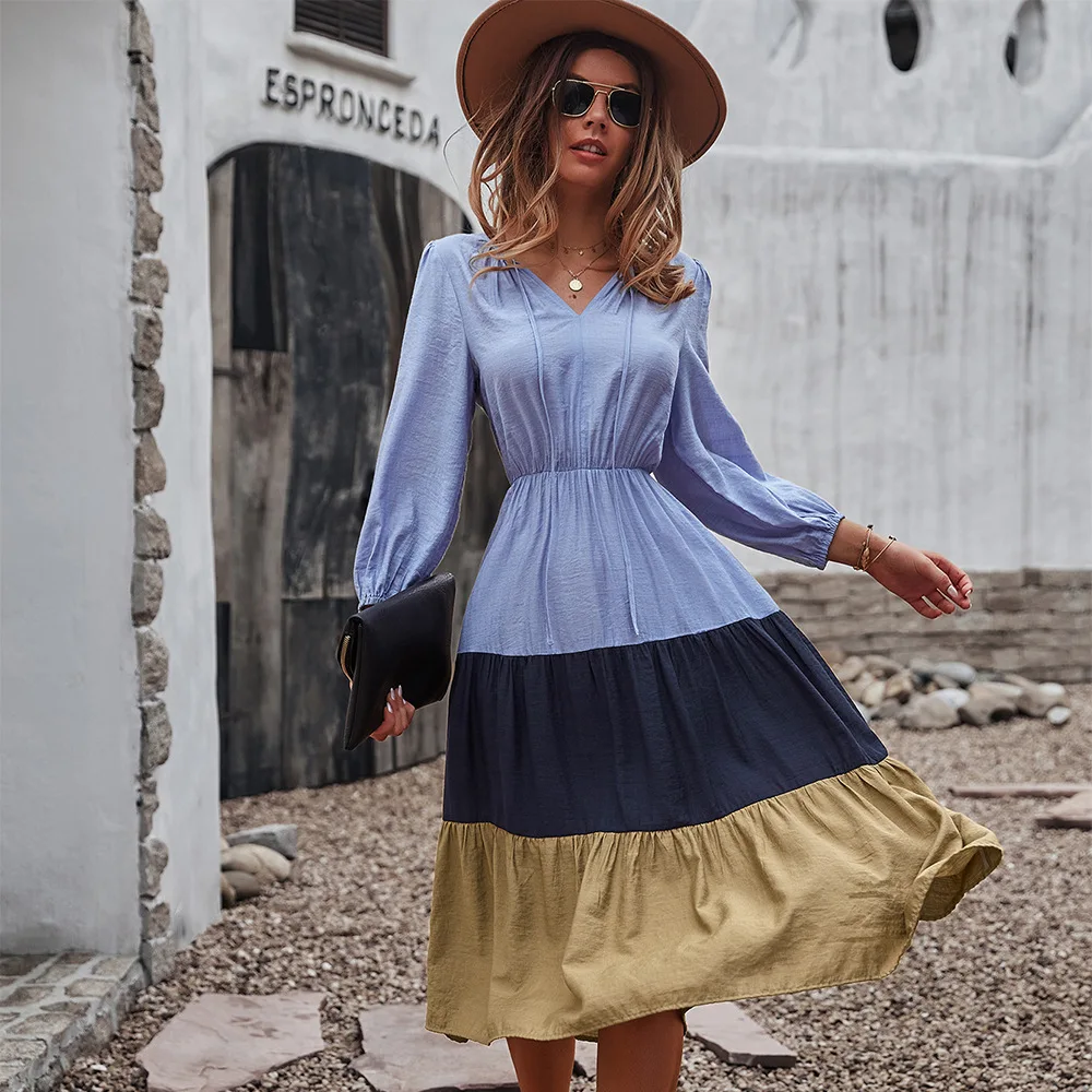 Autumn Winter Women Elegant Dress Casual Fashion Splicing Midi Dress 2021 New V-neck Pullover Party Club Long Sleeve Streetwear
Autumn Winter Women Elegant Dress Casual Fashion Splicing Midi Dress 2021 New V-neck Pullover Party Club Long Sleeve Streetwear