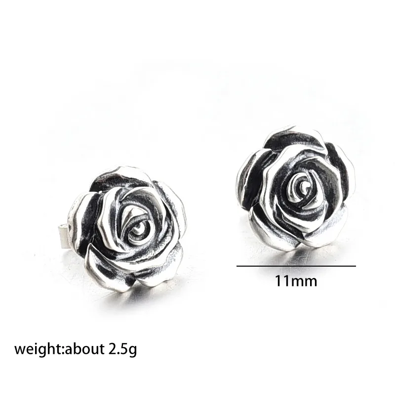 Vintage Style 925 Sterling Silver Rose Flower Stud Earring Fashion Boucle D'oreille Women Fine Jewelry 
Vintage Style 925 Sterling Silver Rose Flower Stud Earring Fashion Boucle D'oreille Women Fine Jewelry