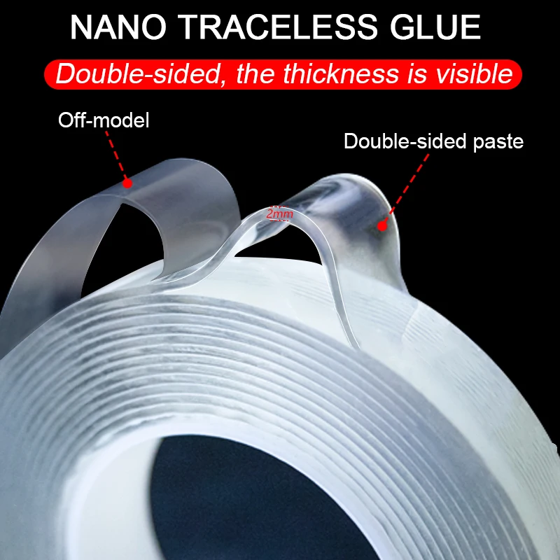 

Nano Doppelseitiges Klebeband Nanopaste 3 meters*20 mm Nahtlos Nagelfreies Netz Roter Magischer Kleber Starke Paste Transparent